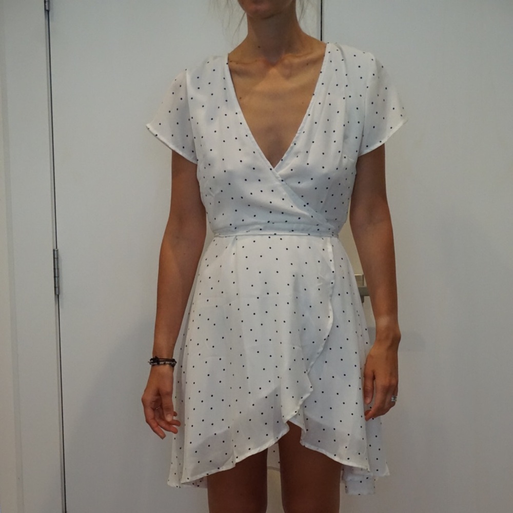 White wrap-over top dress